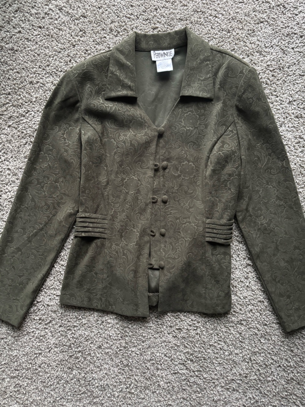 Vintage Olive Floral Jacquard Button Jacket